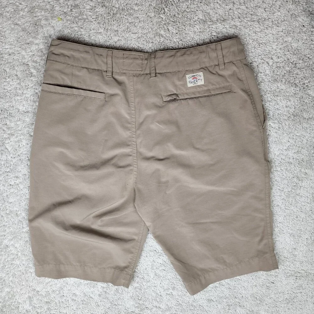 Faherty All Day Shorts Drawstring Men 31 Brown Stretch 11” Performance Hybrid